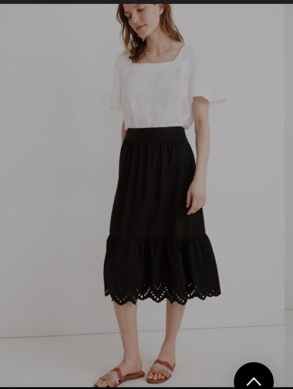 Madewell Black Midi Eyelett Skirt